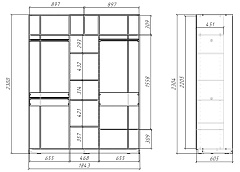 Шкаф-купе SLIM (СЛИМ) 184х60х230 3D